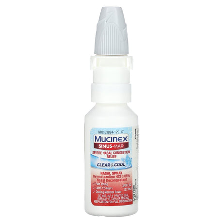 Mucinex, Sinus-Max, Severe Nasal Congestion Relief, Clear & Cool, 0.75 fl oz (22 ml) - Supply Center USA