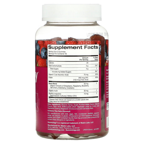 Gummiology, Probiotic with Inulin Gummies, Mixed Berry, 90 Vegetarian Gummies - Supply Center USA