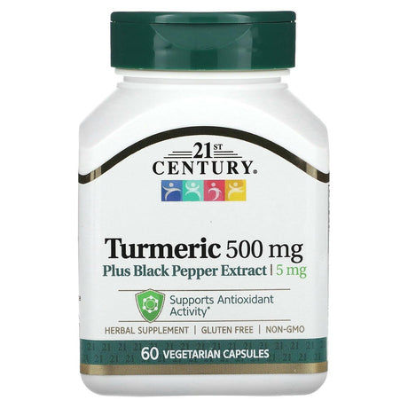 21st Century, Turmeric Plus Black Pepper Extract, 500 mg, 60 Vegetarian Capsules - Supply Center USA