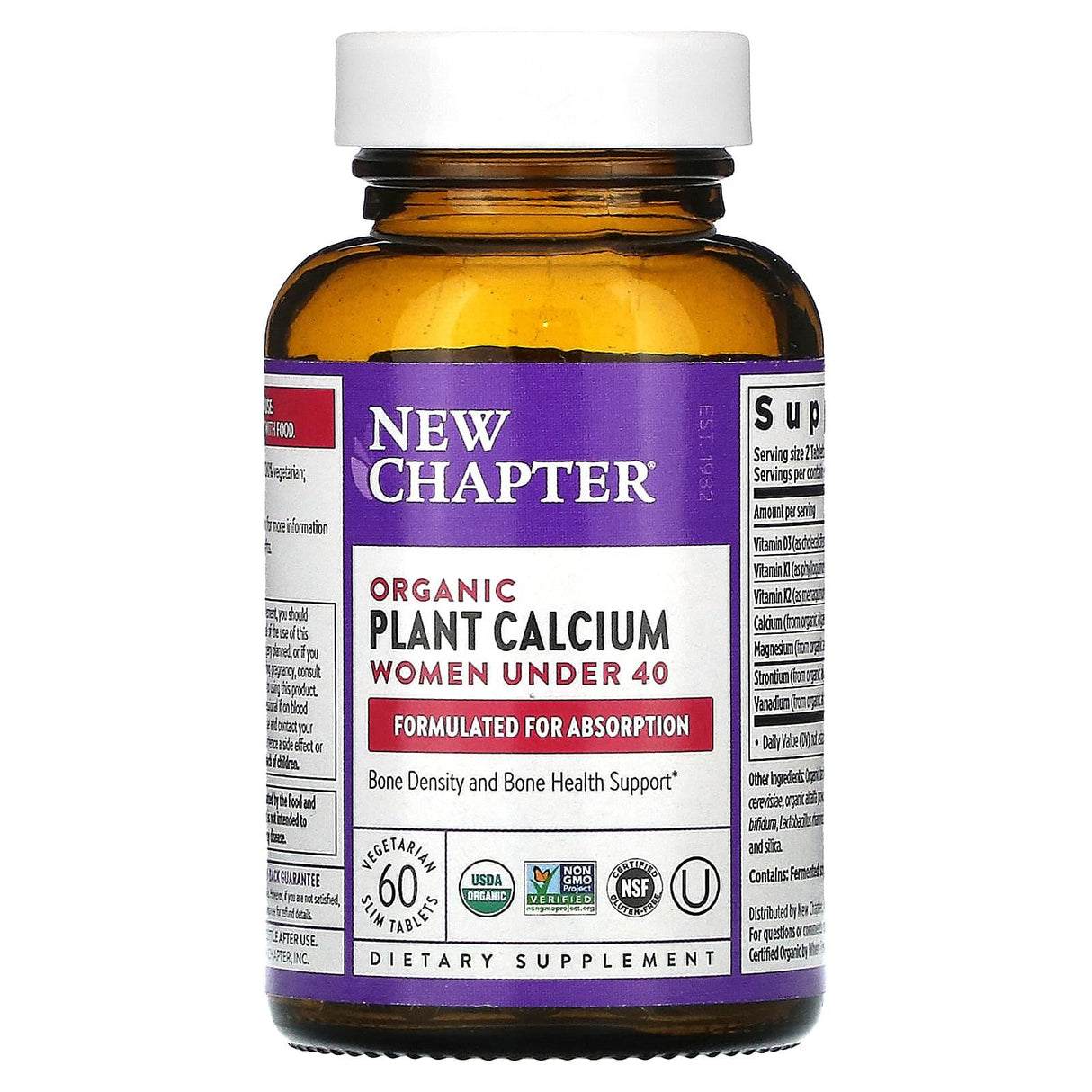 New Chapter, Organic Plant Calcium, Women Under 40, 60 Vegetarian Slim Tablets - Supply Center USA