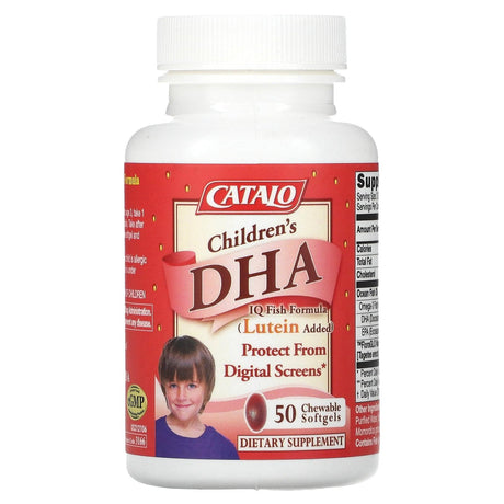 Catalo Naturals, Children's DHA IQ Fish Formula, Lutein Added, Strawberry, 50 Chewable Softgels - Supply Center USA