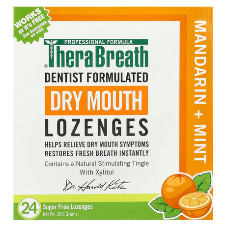 TheraBreath, Dry Mouth Lozenges, Mandarin + Mint, 24 Sugar Free Lozenges - Supply Center USA