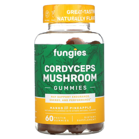 Fungies, Cordyceps Mushroom Gummies, Mango and Pineapple, 60 Pectin Gummies - Supply Center USA