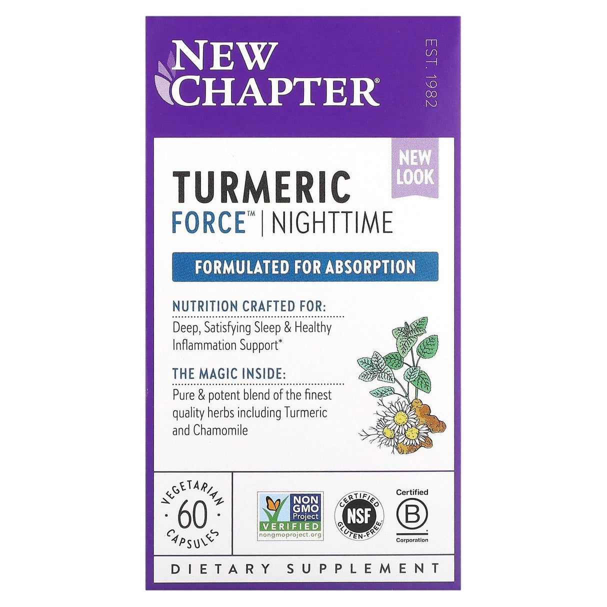 New Chapter, Turmeric Force, Nighttime, 60 Vegetarian Capsules - Supply Center USA