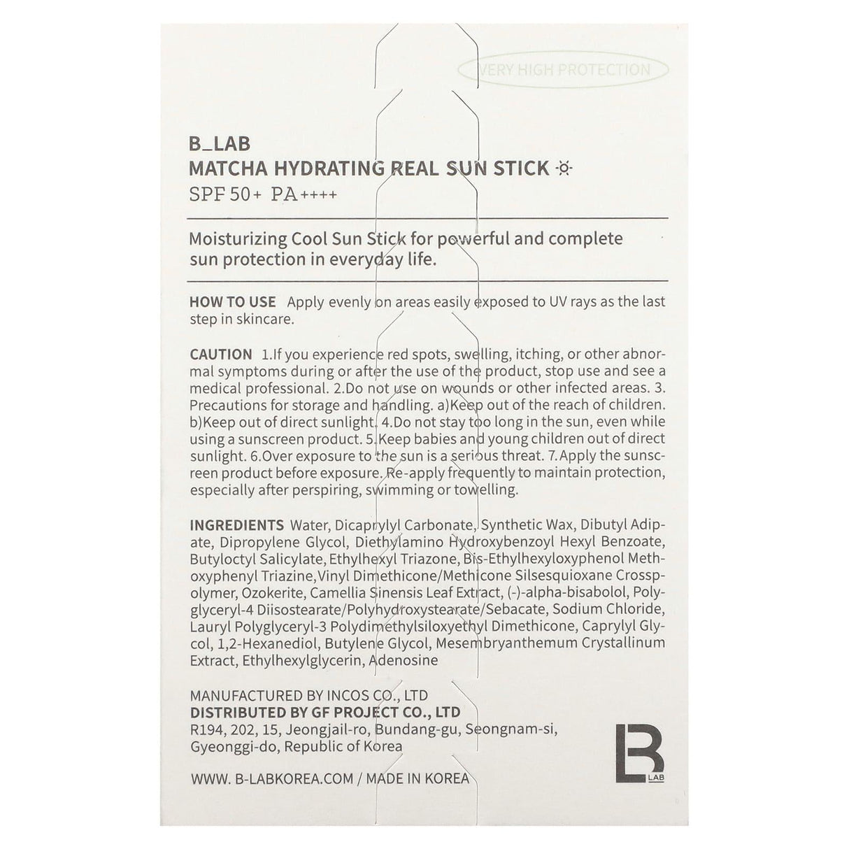 B_Lab, Matcha Hydrating, Real Sun Stick, SPF 50+ PA++++, 0.74 oz (21 g) - Supply Center USA