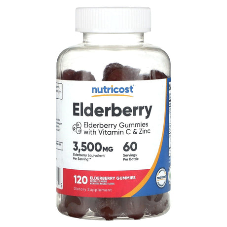 Nutricost, Elderberry Gummies with Vitamin C & Zinc, 120 Gummies - Supply Center USA