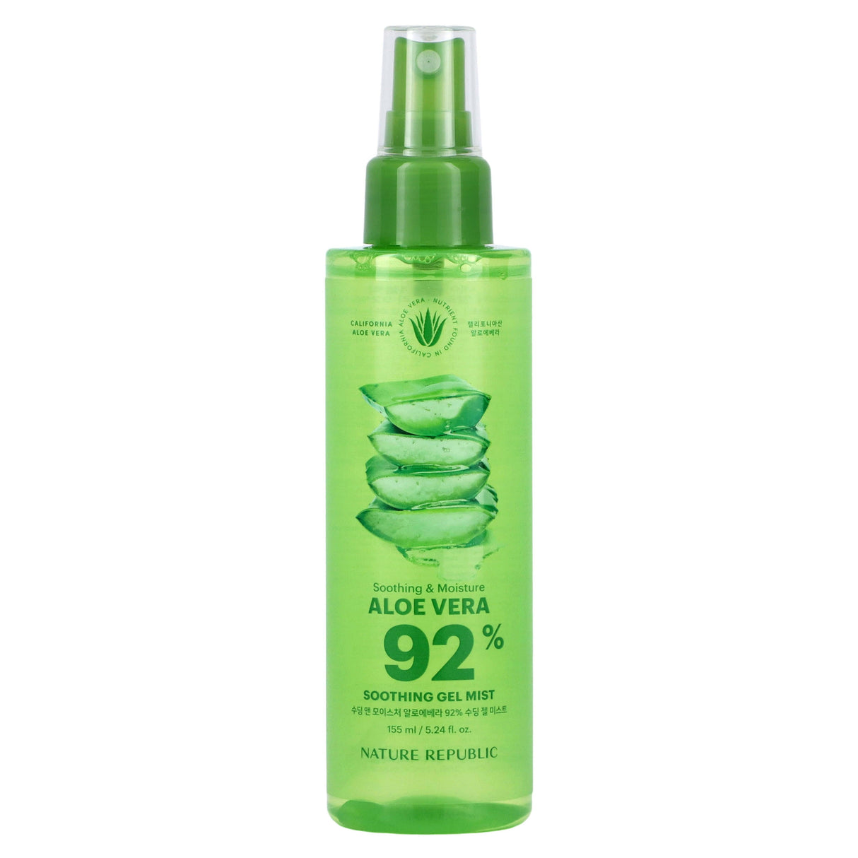 Nature Republic, Aloe Vera 92% Soothing Gel Mist, 5.24 fl oz (155 ml) - Supply Center USA