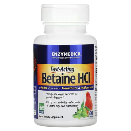 Enzymedica, Fast-Acting Betaine HCI, 60 Capsules - Supply Center USA