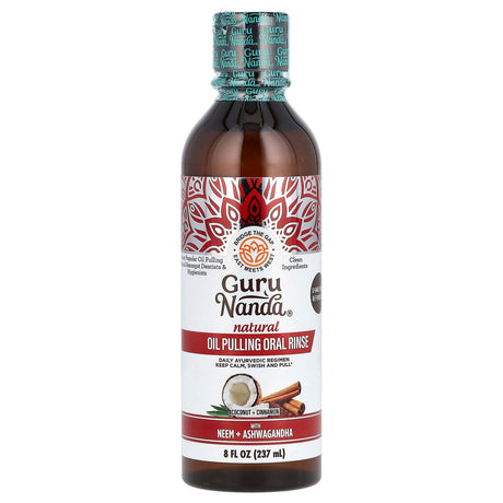 GuruNanda, Natural Oil Pulling Oral Rinse, Coconut + Cinnamon, 8 fl oz (237 ml) - Supply Center USA