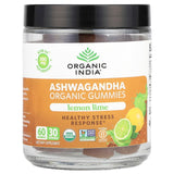 Organic India, Organic Ashwagandha Gummies, Lemon Lime, 300 mg, 60 Gummies (150 mg Per Gummy) - Supply Center USA