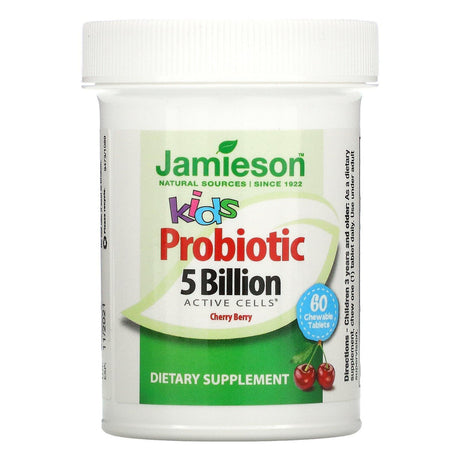 Jamieson Natural Sources, Kids, Probiotic, Cherry Berry, 5 Billion CFU Active Cells, 60 Chewable Tablets - Supply Center USA