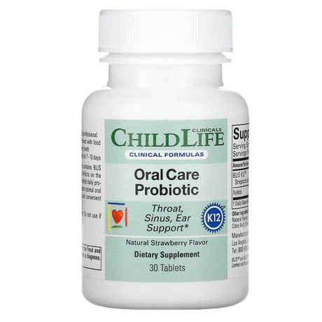 Childlife Clinicals, Oral Care Probiotic, Natural Strawberry, 30 Tablets - Supply Center USA