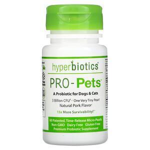 Hyperbiotics, Pro-Pets, Probiotics For Dogs & Cats, Natural Pork, 3 Billion CFU, 60 Patented, Time-Release Micro-Pearls - Supply Center USA