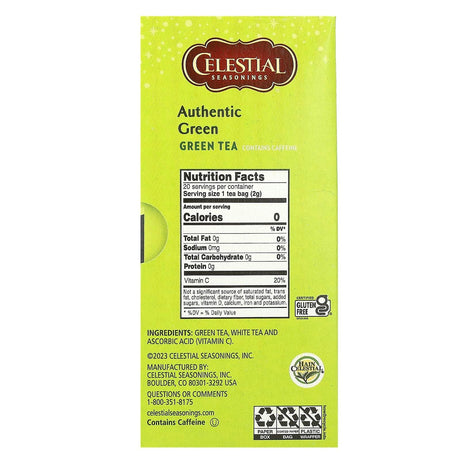 Celestial Seasonings, Authentic Green Tea , 20 Tea Bags, 1.4 oz (41 g) - Supply Center USA