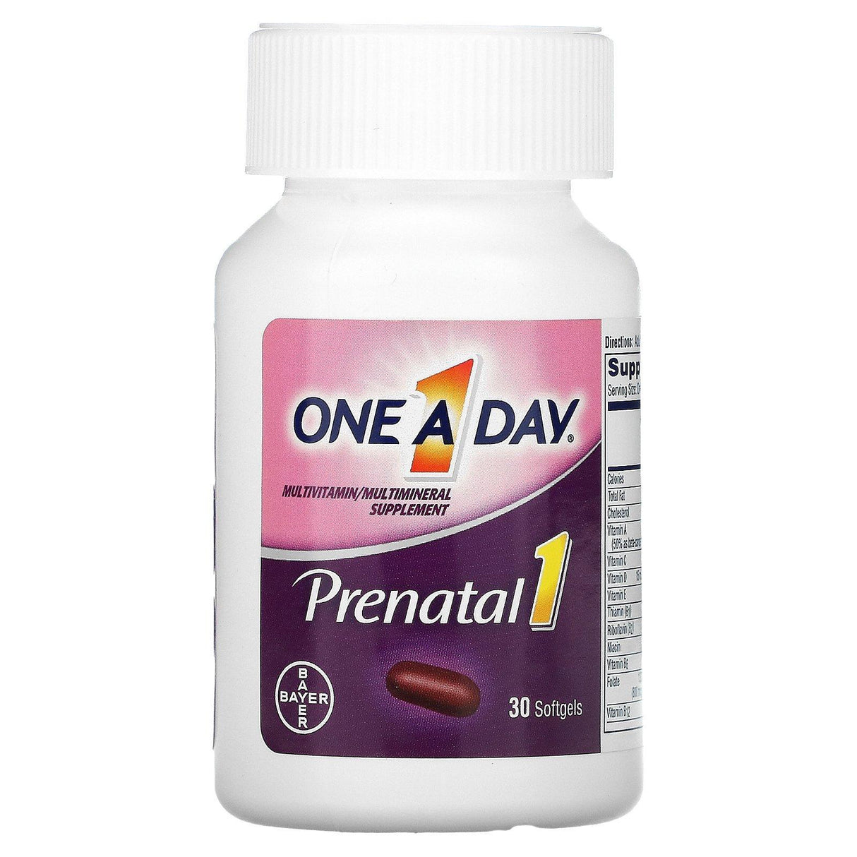 One-A-Day, Prenatal 1 with Folic Acid, DHA & Iron, Multivitamin/Multimineral Supplement, 30 Softgels - Supply Center USA