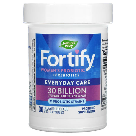 Nature's Way, Fortify, Women's Probiotic + Prebiotics, Everyday Care, 30 Billion, 30 Delayed-Release Veg. Capsules - Supply Center USA