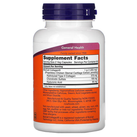 Now Foods, BioCell Collagen, Hydrolyzed Type II, 120 Veg Capsules - Supply Center USA