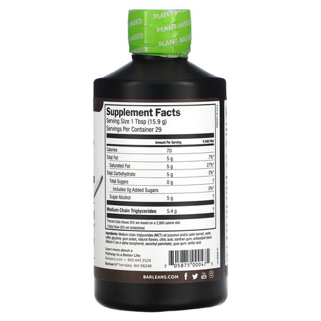 Barlean's, Seriously Delicious, MCT Oil, Superior Absorption Formula, Coconut, 5,400 mg, 1 lb (454 g) - Supply Center USA