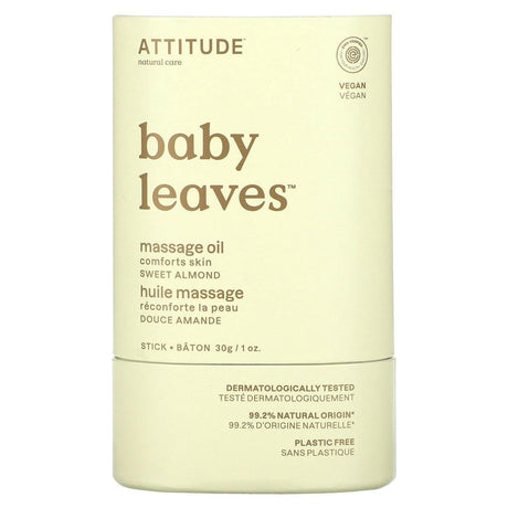 ATTITUDE, Baby Leaves, Massage Oil Stick, Sweet Almond, 1 oz. (30 g) - Supply Center USA