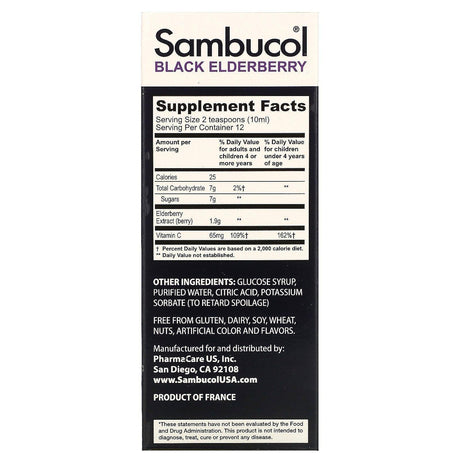 Sambucol, Black Elderberry Syrup, For Kids, Berry Flavor, 4 fl oz (120 ml) - Supply Center USA