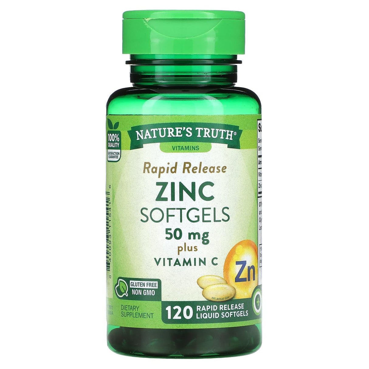 Nature's Truth, Rapid Release Zinc Plus Vitamin C, 50 mg, 120 Rapid Release Liquid Softgels - Supply Center USA