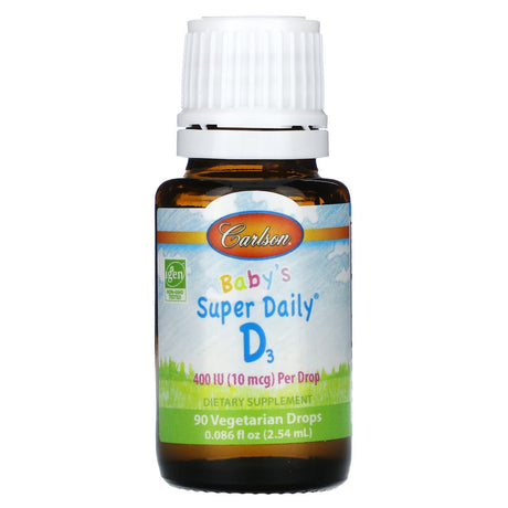 Carlson, Baby's Super Daily D3, 10 mcg (400 IU), 0.086 fl oz (2.54 ml) - Supply Center USA