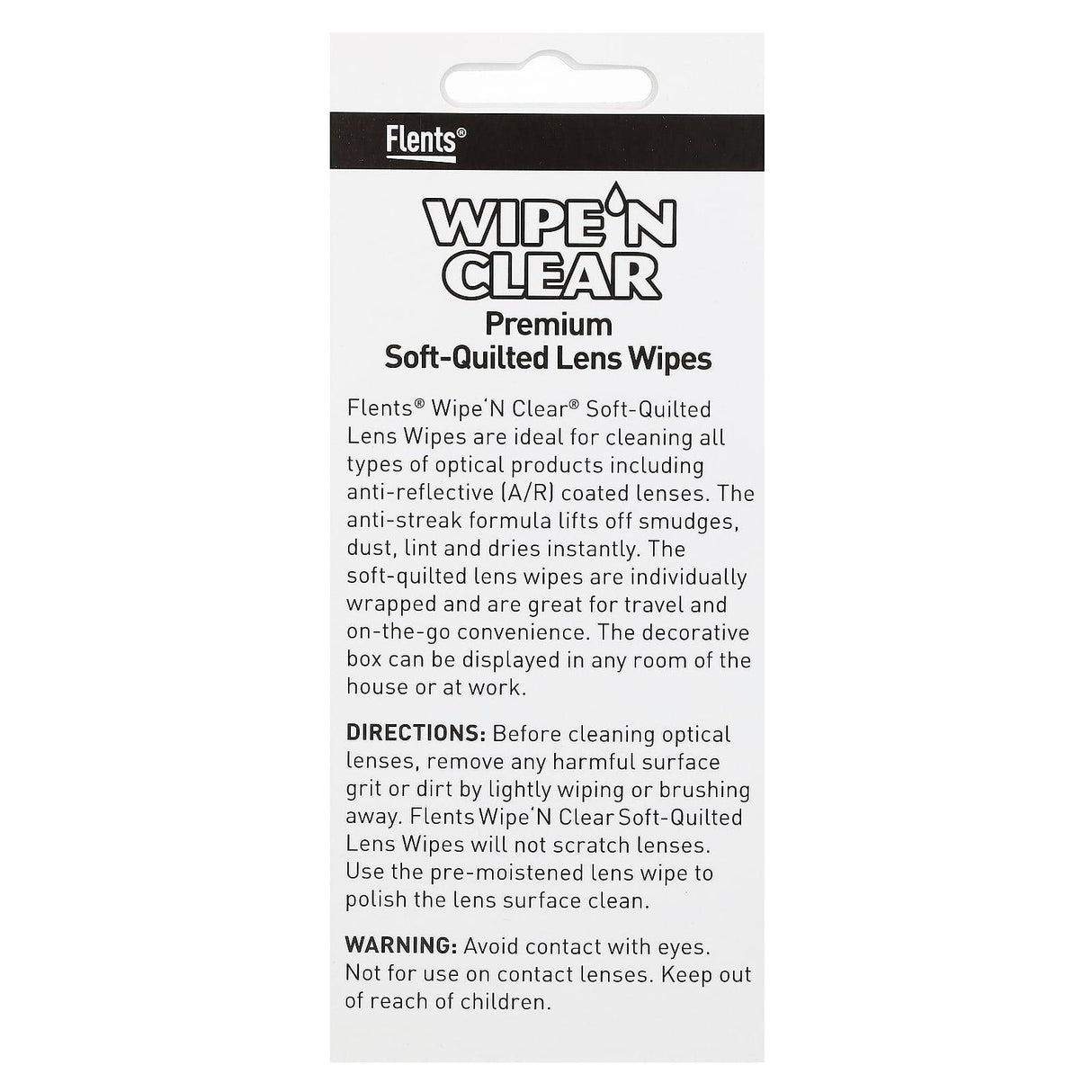 Flents, Wipe 'N Clear, Premium Soft-Quilted Lens Wipes, 20 Individually Wrapped Wipes - Supply Center USA