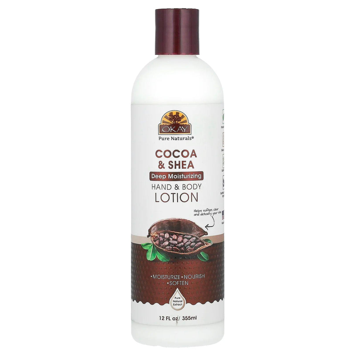 Okay Pure Naturals, Hand & Body Lotion, Cocoa & Shea, 12 fl oz (355 ml) - Supply Center USA