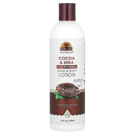 Okay Pure Naturals, Hand & Body Lotion, Cocoa & Shea, 12 fl oz (355 ml) - Supply Center USA