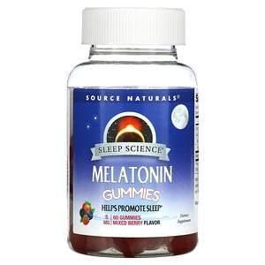 Source Naturals, Sleep Science, Melatonin Gummies, Mixed Berry, 5 mg, 60 Gummies - Supply Center USA