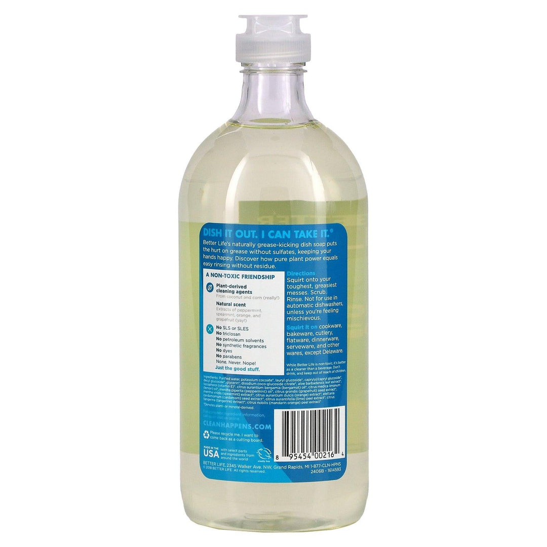 Better Life, Naturally Grease-Kicking Dish Soap, Lemon Mint, 22 fl oz (651 ml) - HealthCentralUSA