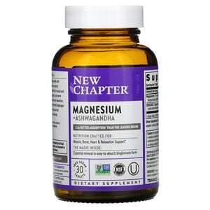 New Chapter, Magnesium + Ashwagandha, 30 Vegan Tablets - Supply Center USA