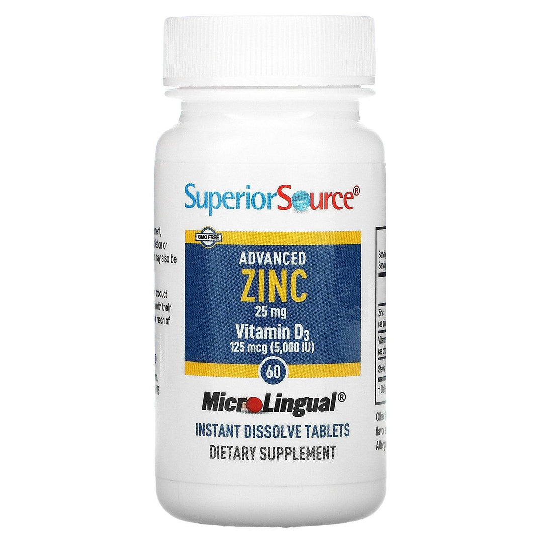 Superior Source, Advanced Zinc, Vitamin D3, 60 MicroLingual Instant Dissolve Tablets - HealthCentralUSA