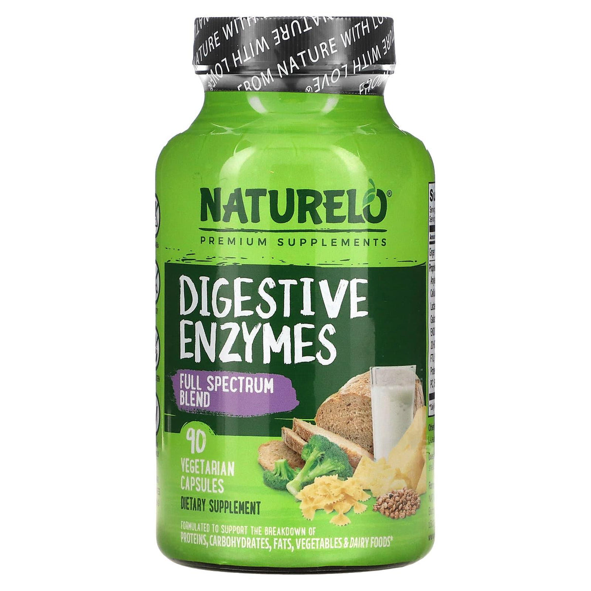 NATURELO, Digestive Enzymes, Full Spectrum Blend, 90 Vegetarian Capsules - Supply Center USA