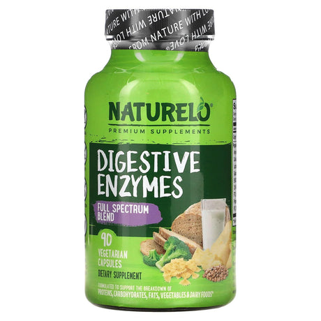 NATURELO, Digestive Enzymes, Full Spectrum Blend, 90 Vegetarian Capsules - Supply Center USA