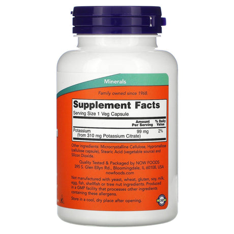 Now Foods, Potassium Citrate, 99 mg, 180 Veg Capsules - Supply Center USA