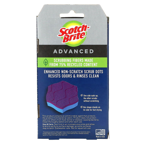 Scotch-Brite, Advanced Scrub Dots, Non-Scratch Scrubbers, 2 Advanced Scrubbers - Supply Center USA