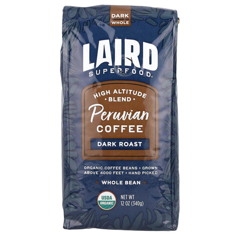 Laird Superfood, Peruvian Coffee, Whole Bean, Dark, 12 oz (340 g) - Supply Center USA