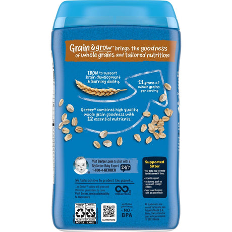 Gerber, Cereal for Baby, Grain & Grow, 1st Foods, Oatmeal, 16 oz ( 454 g) - Supply Center USA