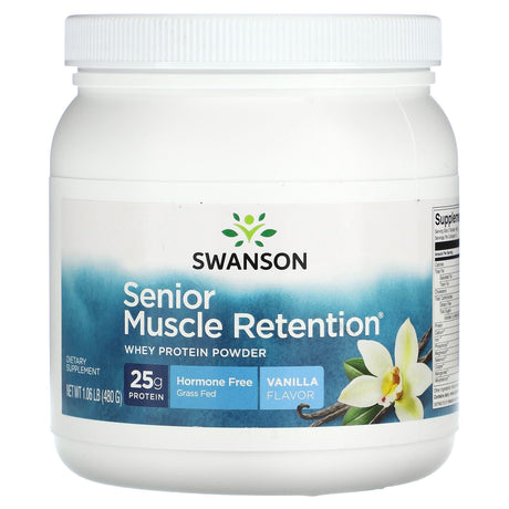 Swanson, Senior Muscle Retention Whey Protein Powder, Vanilla, 1.06 lb (480 g) - Supply Center USA