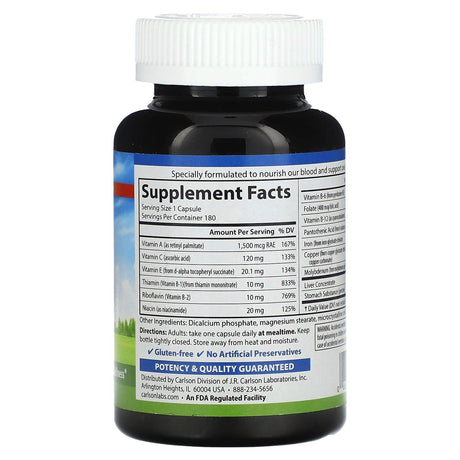 Carlson, Blood Nutrients, 40 Capsules - Supply Center USA