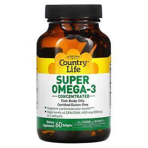 Country Life, Super Omega-3, Concentrated, 60 Softgels - Supply Center USA