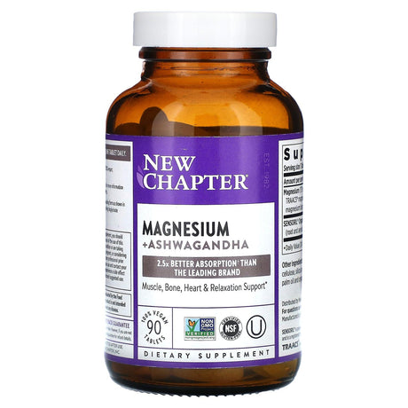 New Chapter, Magnesium + Ashwagandha , 90 Vegan Tablets - Supply Center USA