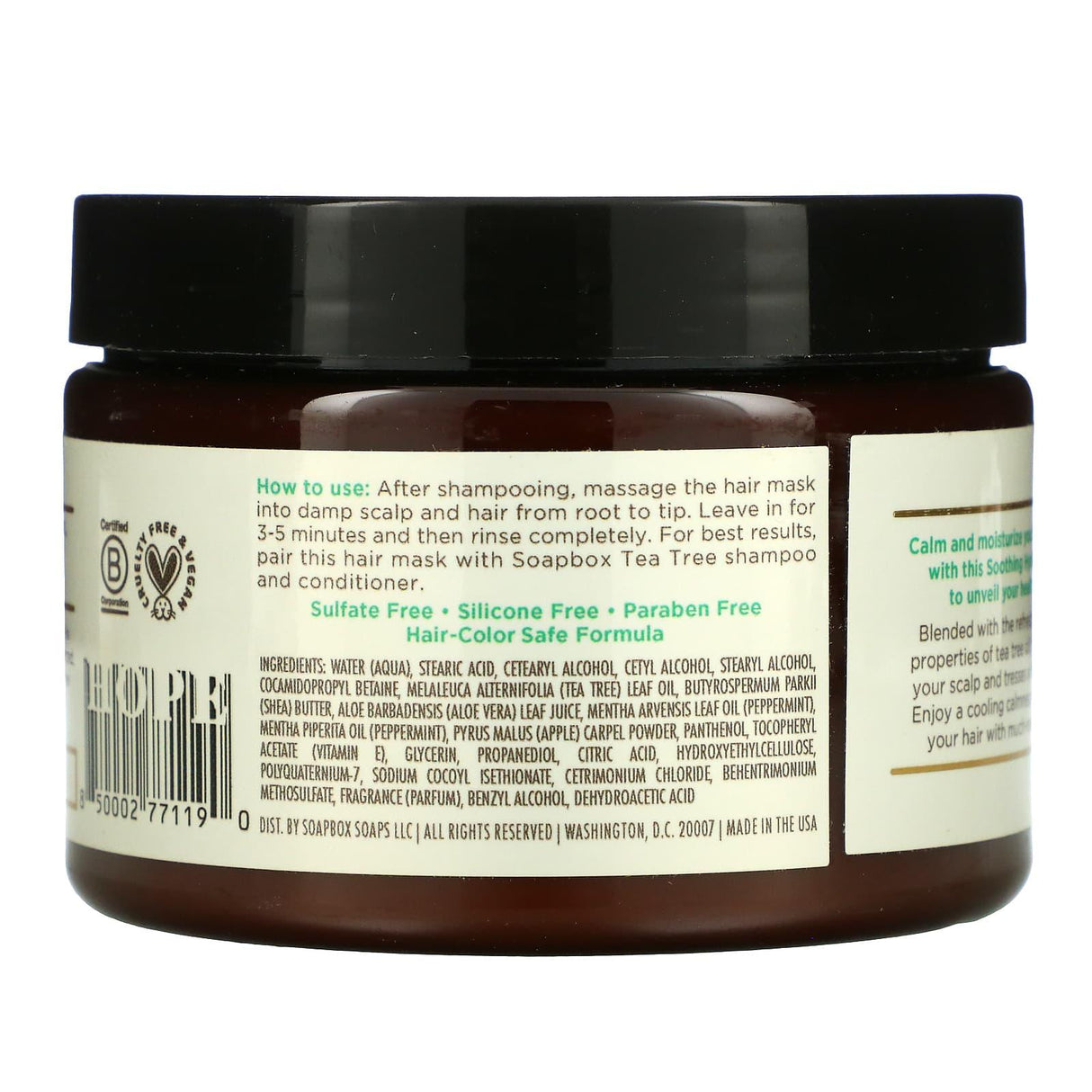 Soapbox, Soothing Hydration Hair Mask, Tea Tree, 12 fl oz (354 ml) - Supply Center USA