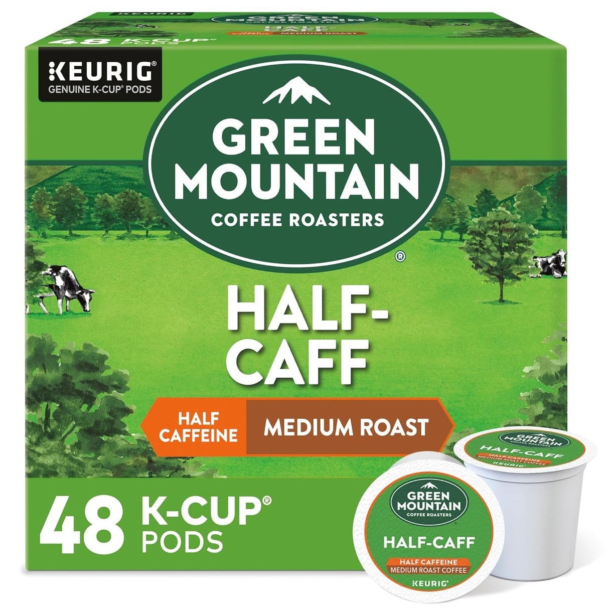 Green Mountain Coffee Roasters Half Caff Keurig Single-Serve K-Cup Pods, Medium Roast Coffee, 72 Count