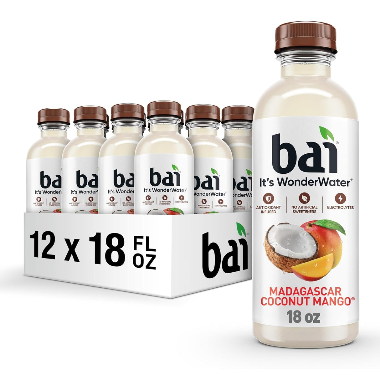 Bai Antioxidant Infused Water Beverage, Zambia Bing Cherry, with Vitamin C and No Artificial Sweeteners, 18 Fluid Ounce Bottle, 12 Pack