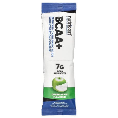 Nutricost, Performance, BCAA+, Green Apple, 20 Packets, 0.5 oz (13 g) Each - Supply Center USA