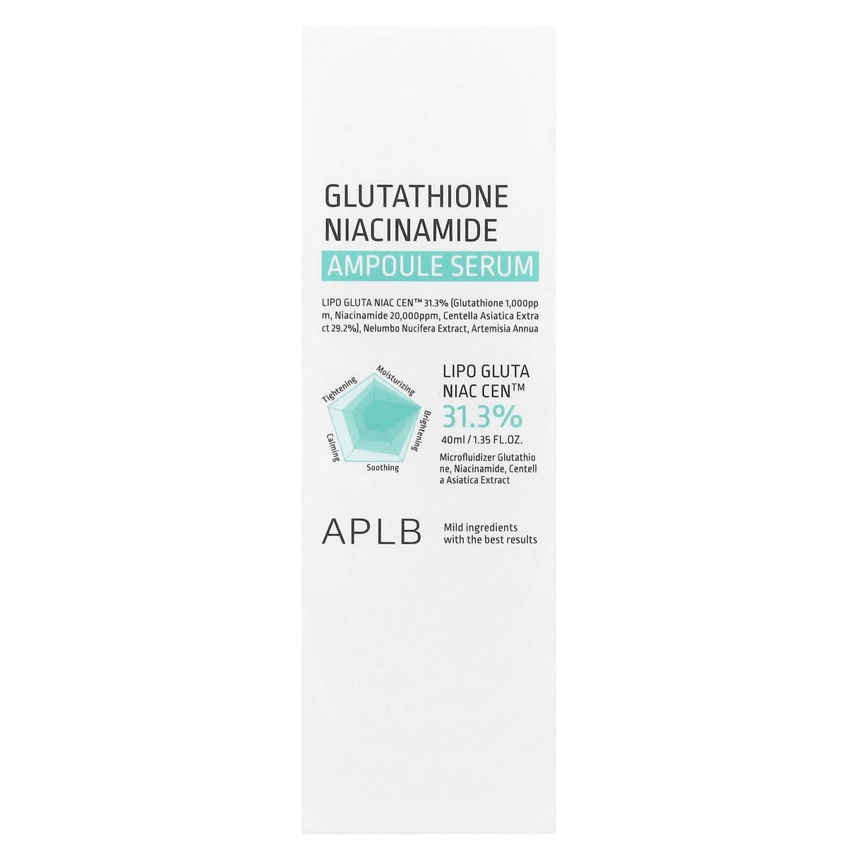 APLB, Glutathione Niacinamide Ampoule Serum , 1.35 fl oz (40 ml) - Supply Center USA