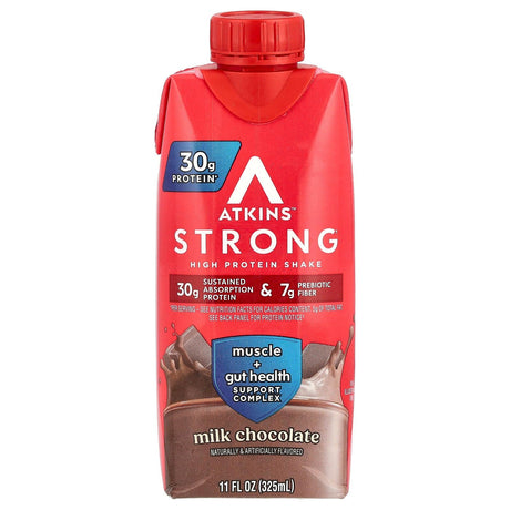 Atkins, Strong, High Protein Shake, Milk Chocolate, 4 Shakes, 11 fl oz (325 ml) Each - Supply Center USA