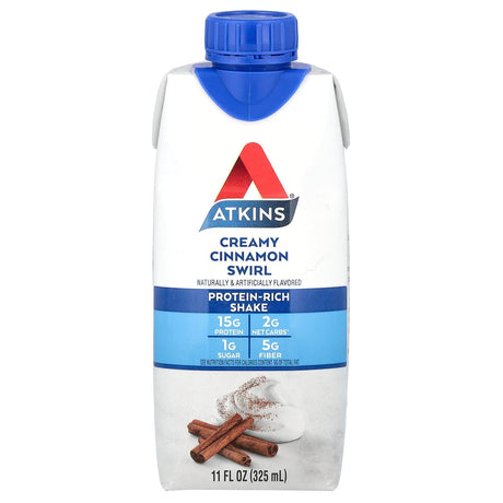 Atkins, Protein-Rich Shake, Creamy Cinnamon Swirl , 4 Shakes, 11 fl oz (325 ml) Each - Supply Center USA